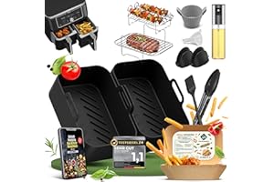 ‎KRUSTENWERK KRUSTENWERK® Ninja Heißluftfritteuse Zubehör | Airfryer Zubehör Ninja AF400EU 7.6-9.5L | Exakte Passform & dickeres Silikon | E-Book mit 150 Rezepten | Heißluftfritteuse Zubehör inkl. Backpapier