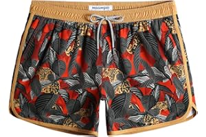 MAAMGIC Costume Uomo Mare 4-Way Stretch Vintage Elastico Asciugatura Rapida Costume da Bagno con Fodera Rete e 3 Tasche