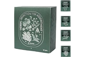 ACORUS | Assortiment de tisanes de sélection aux herbes | Coffret cadeau de thé naturel de 4 saveurs | Découvrez la qualité du thé | Grande boîte de sélection | 56 sachets de tisane