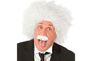 Widmann 02129 - Peluca Einstein con bigote, pelo sintético, científico, profesor loco, fiesta temática, carnaval