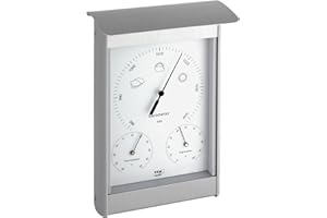 TFA Dostmann Stazione Meteo analogica da Esterno, 20.2045, in Alluminio, barometro, termometro, igrometro, per previsioni del Tempo, Resistente alle intemperie, Alta 21,6 cm
