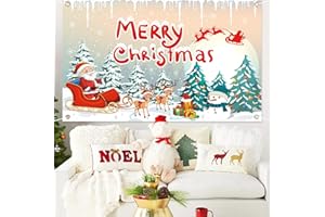 Kaket Merry Christmas Backdrop, 180 x 110 CM, Xmas Wall Decoration, Large Merry Christmas Banner for Indoor/Outdoor Parties
