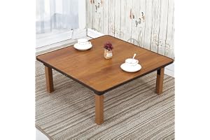 Runt Vikbart Te Kaffe Bord Japansk Stil, Fyrkantigt Hopfällbart Kaffe Bord Japansk Design, Låga Möbler För Tatami, Sittande På Golvet, Sovrum, Burspråk, Tedass(Square,80x80 cm(31.5x31.5 in))