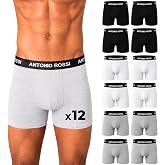 Antonio Rossi Pack of 12 Cotton Boxer Briefs for Men, Breathable