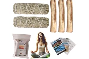 SamayZen - Salvia Bianca per Bruciare e Palo Santo - Pulizia energetica - Sahumerio - salvia bianca sciamanica purificazione - Fatto a Mano, Sostenibile, Aromaterapia, Pulizia Spirituale della Casa