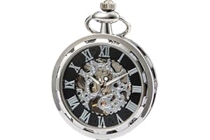 SEWOR Nouveau Design Unique Face à la Main mécanique Vent Montre de Poche complète Sliver