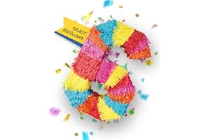 Party Factory – Pinata Geburtstagsdeko für Kinder zum Befüllen & aufhängen – Bunte Schlag-Piñata als Party Deko in 50x35x8 cm für Kindergeburtstag & Mottopartys – Partyspiel Pinjata mit der Zahl 6