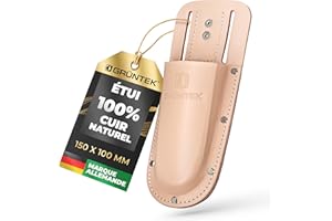 GRÜNTEK Étui Sécateur Ceinture en Cuir Véritable. Gaine de Ciseaux avec Boucle de Ceinture. Idée Cadeau élégante et Pratique. Marron Clair