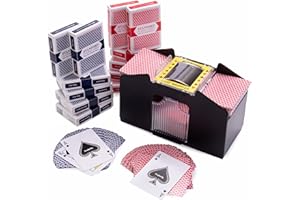 Brybelly 1 bis 4 Deck Automatischer Pokerkartenmischer & 12 Decks Pokerkarten, Batteriebetriebener elektrischer 1-4 Kartendeck-Mischpult bis zu 4 Decks für Poker, Blackjack, Uno, Texas Hold'em