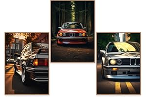 GrowArt - set unique de 3 posters BMW cultes au format A3 sans cadre | impression photo de haute qualité | décoration murale exceptionnelle pour les amateurs de voitures