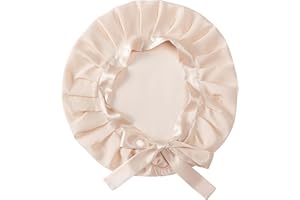 Desmend 19 Momme 100% seta di gelso naturale Sleep Cap per donna Cura dei capelli seta sonno cofano con nastri regolabili (1 pezzi rosa)