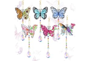 BAERTMY Diamond Painting Schmetterlinge Windspiel Sonnenfänger Kristall Bastelset 6 STK Sun Catcher für Fensterdeko Hängend Basteln