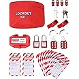 Electrical Circuit Breaker Lockout Tagout Kit Padlock Loto Labels Hasps Medium Clamp on Circuit Breaker Lock Set Cable Ties Compliance for Industrial Electrical Lock Out Tag Out Kit