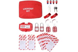 DIOCHE Kit de Bloqueo Y Etiquetado de Disyuntores Eléctricos Candado Loto Etiquetas Cerrojos Abrazadera Mediana en el Juego de Bloqueo de Disyuntores Bridas de Cable Cumplimiento para el Kit de Etiquetado de