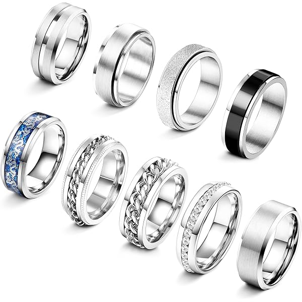 Bagues Taille Réglable Lot De Bagues Homme En Acier Inoxydable
