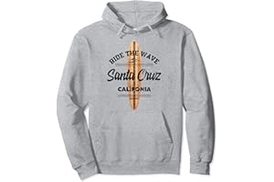 SANTA CRUZ CA VINTAGE RETRO GRAPHIC DESIGNS Ciudad de Santa Cruz California Motivo de surfista de verano Sudadera con Capucha