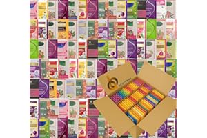 AB.GROCERIES Lot de 50 sachets de thé enveloppés – Grande sélection de fruits noirs classiques, herbes vertes décaféinées, saines et sans caféine, mélanges de saveurs populaires (thé aux fruits, lot de 50