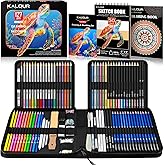 KALOUR PDAS 127 Set de Dibujo y Boceto, Suministros de Arte Profesional con Cuaderno de Bocetos de 3 Colores y Libro para Col