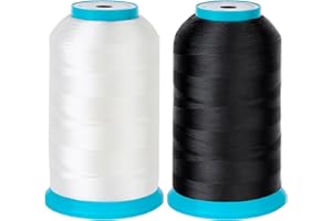 New brothread Ensemble de 2 (Noir + Blanc) 5000M (5500Y) Polyester Fil Machine à Broder Fil de Canette/Canette de Brodeuse pour Brother/Babylock/Janome/Kenmore/Singer machine à broder et à coudre