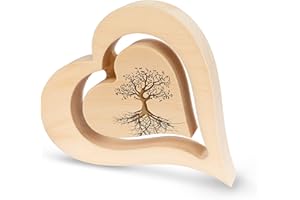 ‎SAGL.TIROL sagl.tirol Herz aus Zirbenholz mit schwebendem innen Herz [100% Naturprodukt] Lebensbaum Deko I Lebensbaum aus Zirbe I Herz Deko I Zirbenholz Geschenke I Holzherzen Deko I Lebensbaum I Baum des Lebens