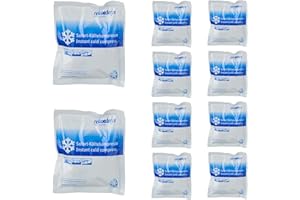 Relaxdays Ghiaccio Istantaneo Termico, 10 Sacchetti HxL: 14,5x12,5 cm, Terapia Freddo, Cuscini Refrigeranti, Blu Bianco, Gel, Plastica
