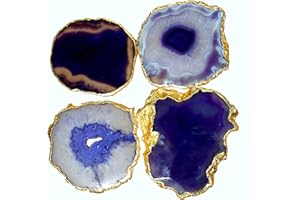 eSplanade Posavasos de ágata morada para bar, cerveza, café, té, juego de 4 posavasos, accesorios de mesa perfectos para vajilla