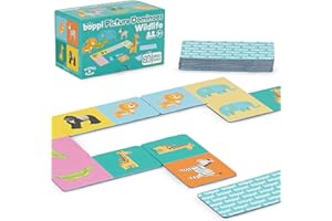 boppi Dominoes Set Picture Game for Toddlers - Colourful Wildlife Animal Themed Montessori/STEM Dominoes For Children - Games for 3 Year Olds and Up