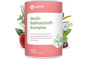 ‎APRIWELL Multi-Ballaststoff-Komplex | 10 Premium Ballaststoffe & Calcium | Verdauung, Darmflora, Immunsystem, Cholesterin & Blutzucker | vegan, glutenfrei, laktosefrei | 420g Pulver