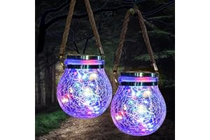 XRR Lanterne Solaire Exterieur Jardin - 2 paquet Lumiere Solaire Exterieur Étanche Lampe - 30 LED Solaire Exterieur Jardin décoratives Eclairage, Solaire Boule Verre pour Intérieur Extérieur(multicolore)