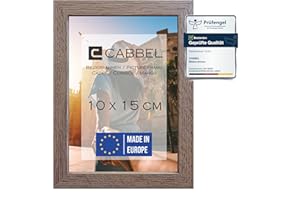 CABBEL Ramka na zdjęcia 10 x 15 cm, ciemny dąb, stabilna rama z płyty MDF, nietłukące się szkło pleksi, do zawieszenia i postawienia, idealna do zdjęć/obrazów/kolażu