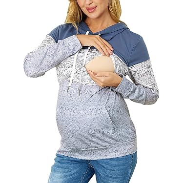 Umstands-Kapuzenpullover Von GINKANA – Weites Sweatshirt Mit Taschen, V-Ausschnitt & Raglanärmeln