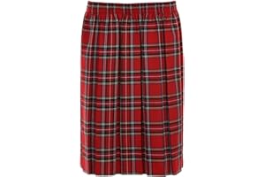 Miss Chief Girls School Skirt Pleated Elasticated Black Grey Navy Green Tartan Blue Formal