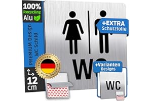 ‎SCHILDERBOXX SCHILDERBOXX® WC Schild Selbstklebend - Toilettenschild Damen und Herren [12x12cm, 100% Alu, 3M Tape] – Türschild Toilette Aufkleber Tür, Gäste WC-Schilder, Toilettenschilder