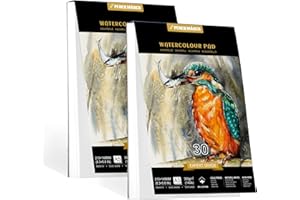 PENCILMARCH Watercolour Paper Pad A5 Cotton Blend, Total 60 Sheets Water Colour Art Pad 300gsm Watercolor Sketchbook for Artist and Beginners Painting, Drawing and Sketching - Pack of 2