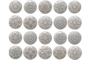 AJUNY Ceramic Knobs and Handles for Dressers, Drawers, Kitchen Cupboards, Bathroom Cabinets, Wardrobes, Snow White, Set of 20