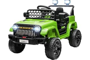 AIYAPLAY Coche Eléctrico para Niños de +3 Años Coche Eléctrico Infantil de Batería 12V con Mando a Distancia Velocidad Ajustable USB Faros Bocina Verde