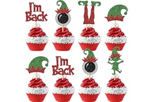 Xsstarmi 30 Pack Christmas Elf Cupcake Toppers Glitter Elf I’m Back Witch Feet Elf Legs Cupcake Picks Decorations for Elf Theme Baby Shower Kids Birthday Christmas Party Cake Decorations (UKXM590-A)