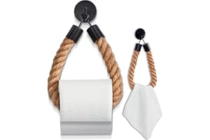 ‎HENNEZ HENNEZ Toilet Roll Holder No Drilling Black Matt – Adhesive Instead of Drilling – Toilet Roll Holder No Drilling Black Rope – Toilet Roll Holder Paper Holder Toilet Roll Holder Vintage