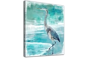 ARYEWDY Heron Leinwandbilder Reiher am Meer Wandkunst Teal Gemälde Kunstwerk für Wanddekoration Seevogel Leinwanddrucke für Badezimmer Schlafzimmer Home Office Wanddekoration 30cm x 40cm