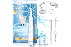 BODYBLOOMS kit pulizia denti tartaro a 5 intensità per igiene dentale. Set per la pulizia e rimozione tartaro denti, sporco e macchie. Rimuovi tartaro denti elettrico per uso quotidiano da casa con accessori
