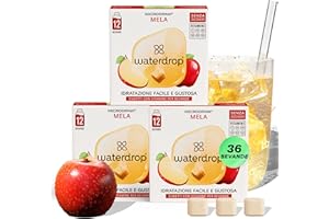 WATERDROP MICRODRINK waterdrop® Microdrink MELA, 36 cubetti waterdrop per acqua, Pacchetto di prova con gusti a Succo de Mela, insaporitore acqua senza zucchero, acqua aromatizzata, Cubetti per bevande