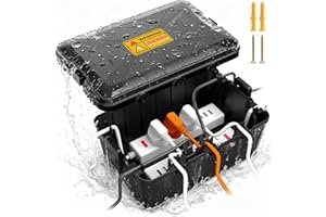 ZENMOS Weatherproof Outdoor Electrical Connection Box, IP54 Rated, 32 x 21.2 x 13.2cm, Waterproof Enclosure for Holiday Lights, Extension Cables, Garden Tools, LED Strips, Black
