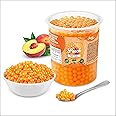 The Inspire Food Company Popping Boba Pearls for Bubble Tea - 1 KG | Peach | Bursting Pearls Bubble | Real Fruit Juice For Shakes, Dessert,Smoothie | 100% Vegan & Glutenfree, No Artificial Colors