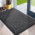 Mibao Front Door Mat, Heavy Duty Durable Welcome Mat for Outdoor Indoor, Dirt Trapper Waterproof Super Absorbent Door Mat for Entryway Outside Patio Porch, 29.5" x 17", Black