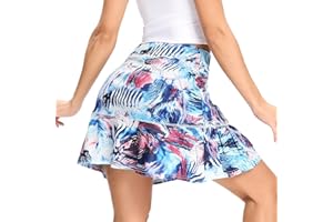 WOWENY Falda Pantalon Mujer Deporte Falda Padel Mujer Cortas con Bolsillos 2 En 1 Falda Deportiva Skorts Golf Plisada Respirable para Caminata de Bádminton Verano