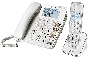 Geemarc Amplidect 295 Combi - Amplified Corded and Cordless Telephone Set with Answering Machine and Large Buttons for Seniors - Low to Medium Hearing Loss - Hearing Aid Compatible - UK Version