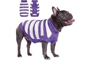 ALAGIRLS Maglione per cani di taglia grande per ragazze e ragazzi, morbida maglia a collo alto in ciniglia per cani, maglione caldo in pile per cuccioli, maglione classico a righe per cani, vestiti