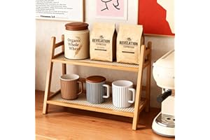 GALOZZOIT Rattan Regal 2-etagig, Platzsparendes Tischorganizer Mit Stabilem Metallgestell, Küchenregal Arbeitsplatte, Büro Deko Aufbewahrung, Für Küche Home Office