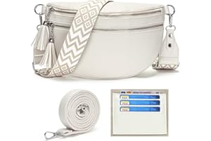 LANXINGLUO Bauchtasche Damen beige umhängetasche Damen mittelgroß Crossbody Bag Damen Mit Kreditkartenfach und 2 Schultergurten gürteltasche Damen