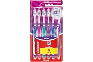 Colgate ZigZag Toothbrush Medium Pack of 6 - Value Pack Toothbrush for Deep Cleaning